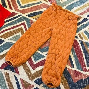 Free people orange quilted winter sweat pants.
